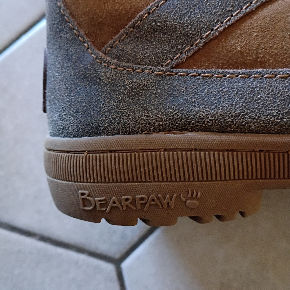 BearPaw Tan and Gray Suede Boots